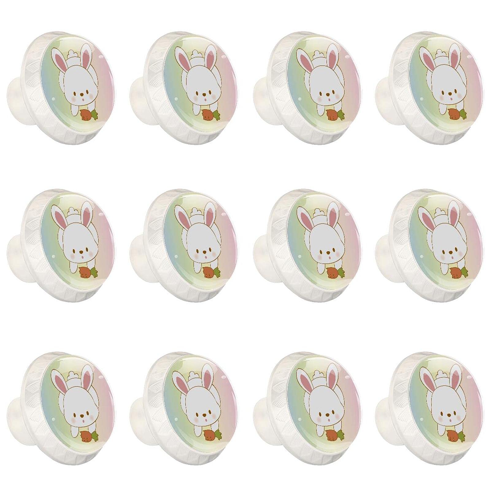 Boutons de cuisine ronds lapin arc-en-ciel poignée commode tiroir placard lot de 12