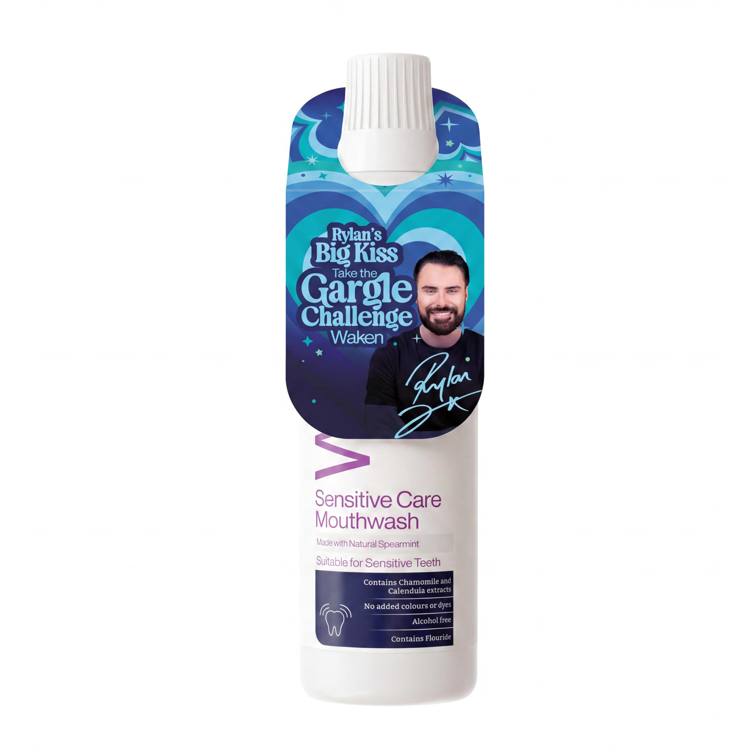 Waken Sensitive Care Mouthwash – Alcohol Free with Natural Mint Extracts, Suitable for Those with Sensitive Teeth, Vegan, Fresh Breath & Oral Care, No Artificial Colours or Dyes, 500ml