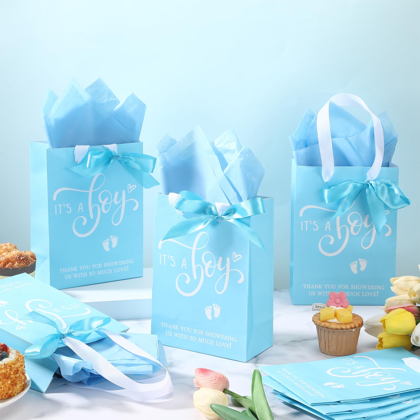 Extra Large Baby Shower Gift Bag Qeeenar 50 Set Baby Shower Gifts Bag With  Tissue UK | Ubuy Baby Boy Gift Bag, image size:1600x1600