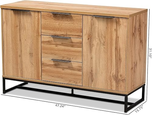 Miniatura 3 de Baxton Studio Reid - Aparador de madera con acabado de roble negro con 3 cajones