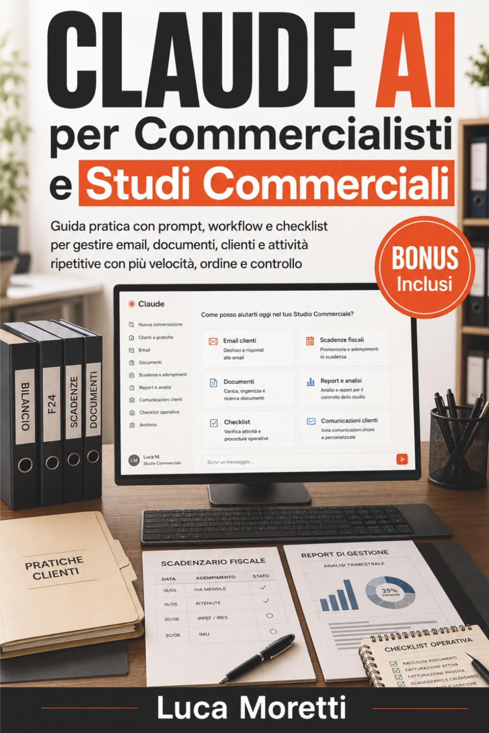 Claude AI per Commercialisti e Studi Commerciali: Guida pratica con prompt, workflow e modelli pronti per gestire email, documenti, clienti e attività ripetitive con più velocità e controllo