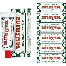 Euthymol Original Toothpaste 75 ml x 6 Antiplaque Antibacterial Caries Protection Cleaning and Healthy Teeth and Gums Refreshing Menthol Daily Enamel Care