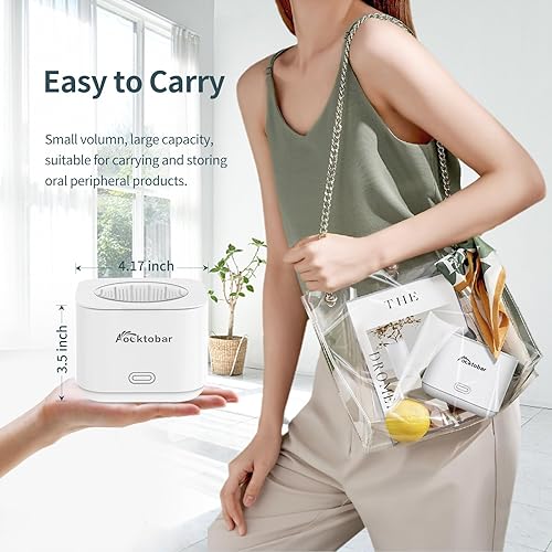 Miniatura 7 de Aocktobar - Limpiador ultrasónico de 30 W, limpiador para retenedores, dentaduras, protector bucal, alineador, cabezal de cepillo de dientes,