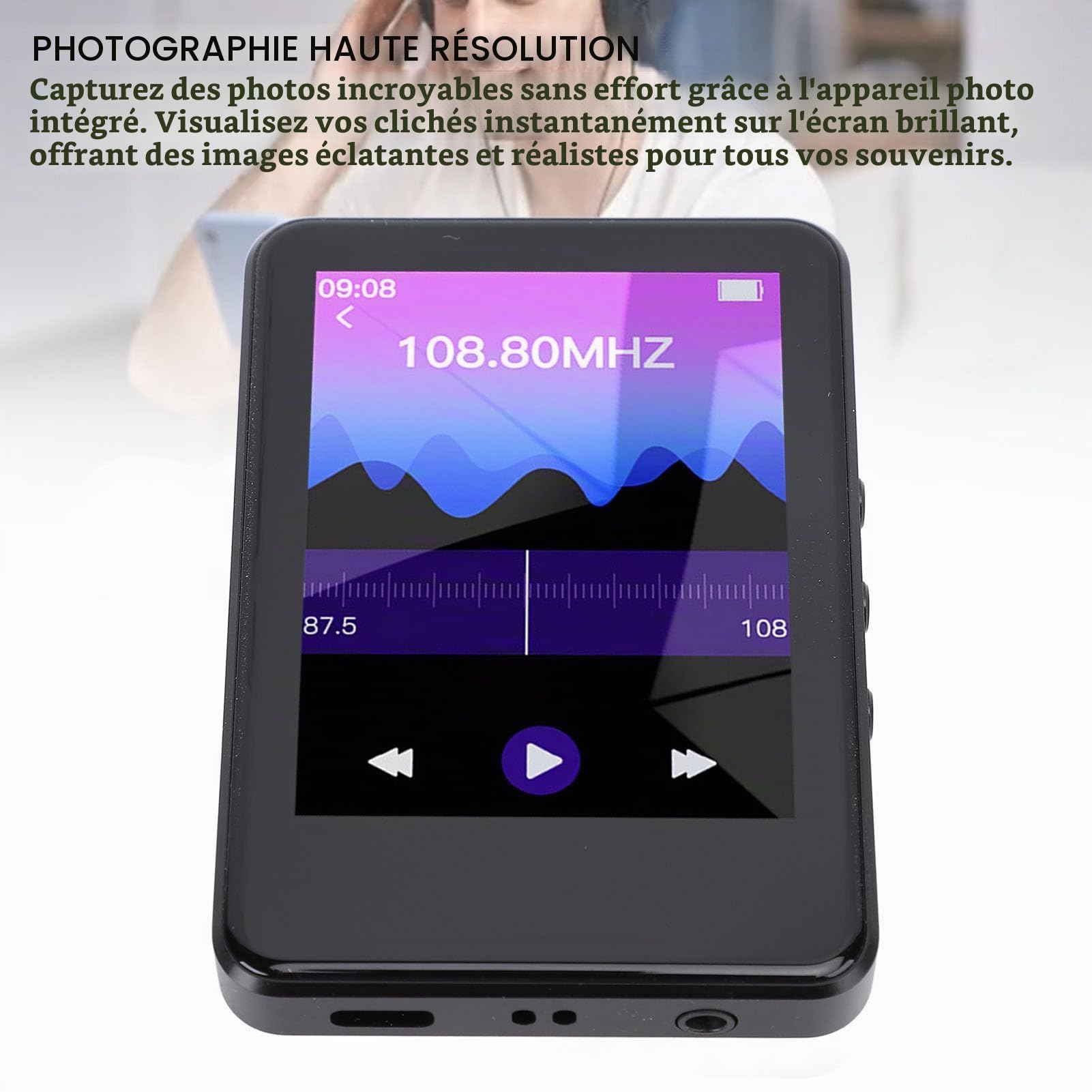 Garsent Lecteur MP4, Lecteur de Musique Bluetooth HD Touch Screen avec Appareil Photo Picture Radio Electronic Livre Conférencier Calculatrice de Haut-parleurs, Portable Sound Quality