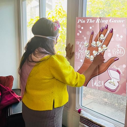 Miniatura 7 de Juegos de despedida de soltera para despedida de soltera, Pin the Ring on the Bride Game, Pin the Ring Game Bridal Shower Wedding Engagement Shower