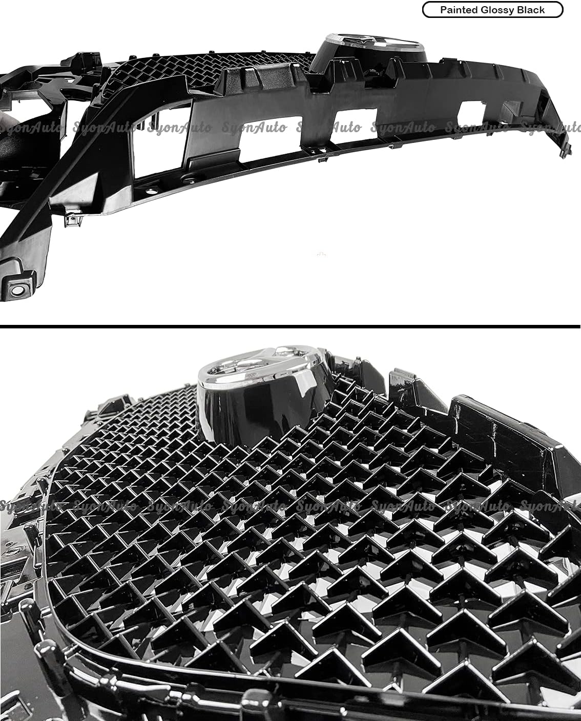 FITS 2017-2018 MAZDA 3 GLOSSY BLACK HONEYCOMB FRONT GRILL REPLACEMENT W/ EMBLEM