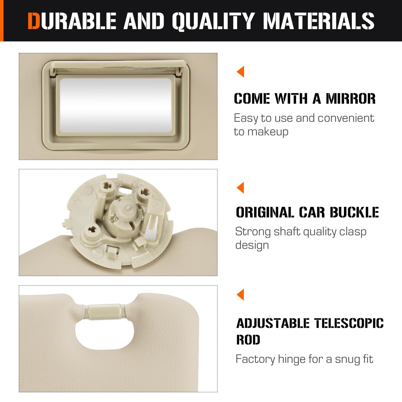 Left & Right Sun Visor for 2011-2016 Chevy Cruze, Driver & Passenger Side Beige Sunvisor Replace Ment ?95034256, 95034253, 84126667, 84126658