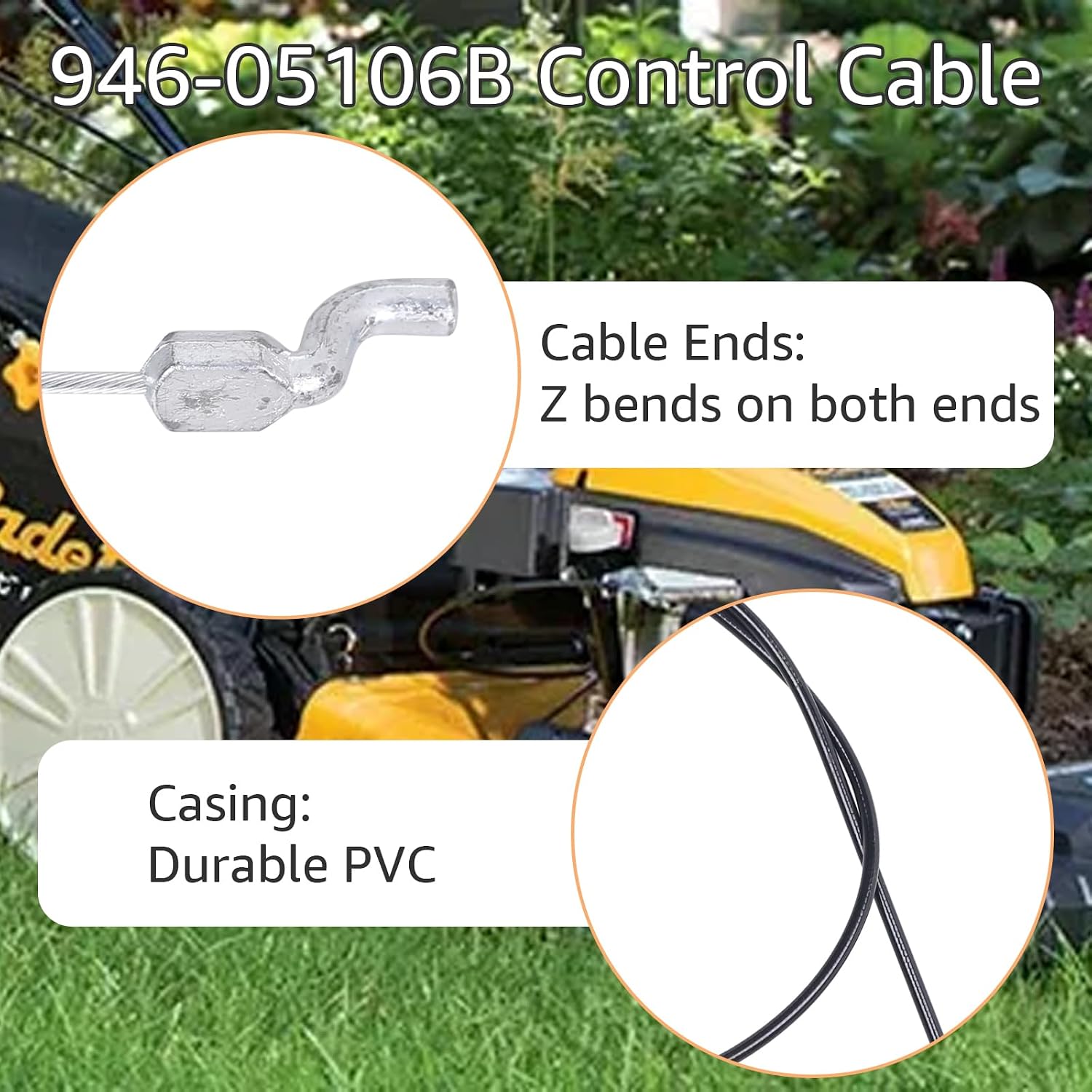 946-05106B Control Cable Compatible with Cub Cadet MTD Craftsman SC300 SC500 SC500Z SC500EZ Throttle Cable Replace 746-05106A, 746-05106B, 746-05106