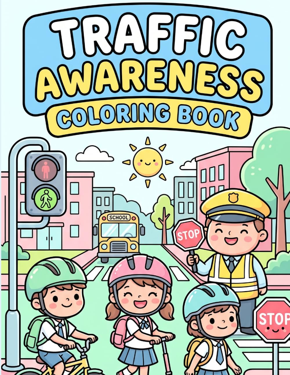 Traffic Awareness Coloring Book: 50 Fun Road Safety Scenes to Color While Learning Traffic Signs, Rules, and Safe Habits for Kids Ages 4-12