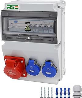 RSE BAUSTROMVERTEILER WANDVERTEILER KOMPLETT VERDRAHTET 32A 16A 230V MIT HAGER SICHERUNGEN IP65, RSE 14-16A/5P, 2x230V