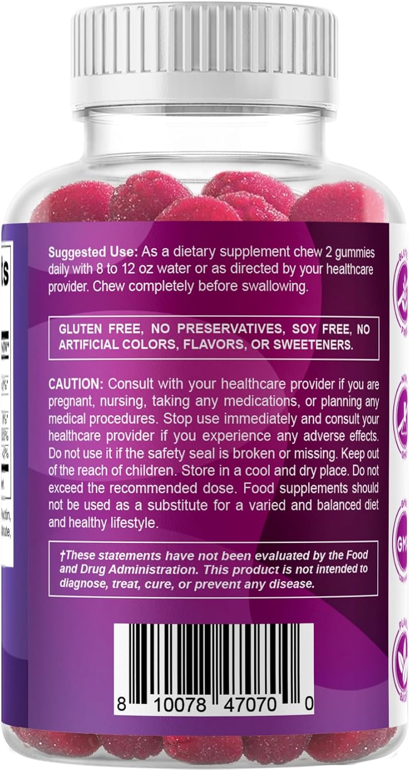 Vitamatic Biotin Gummies 10,000 mcg for Stronger Hair, Skin & Nails - 60 Vegan Gummies - Also Called Vitamin B7 (6 Bottles) - Image 9