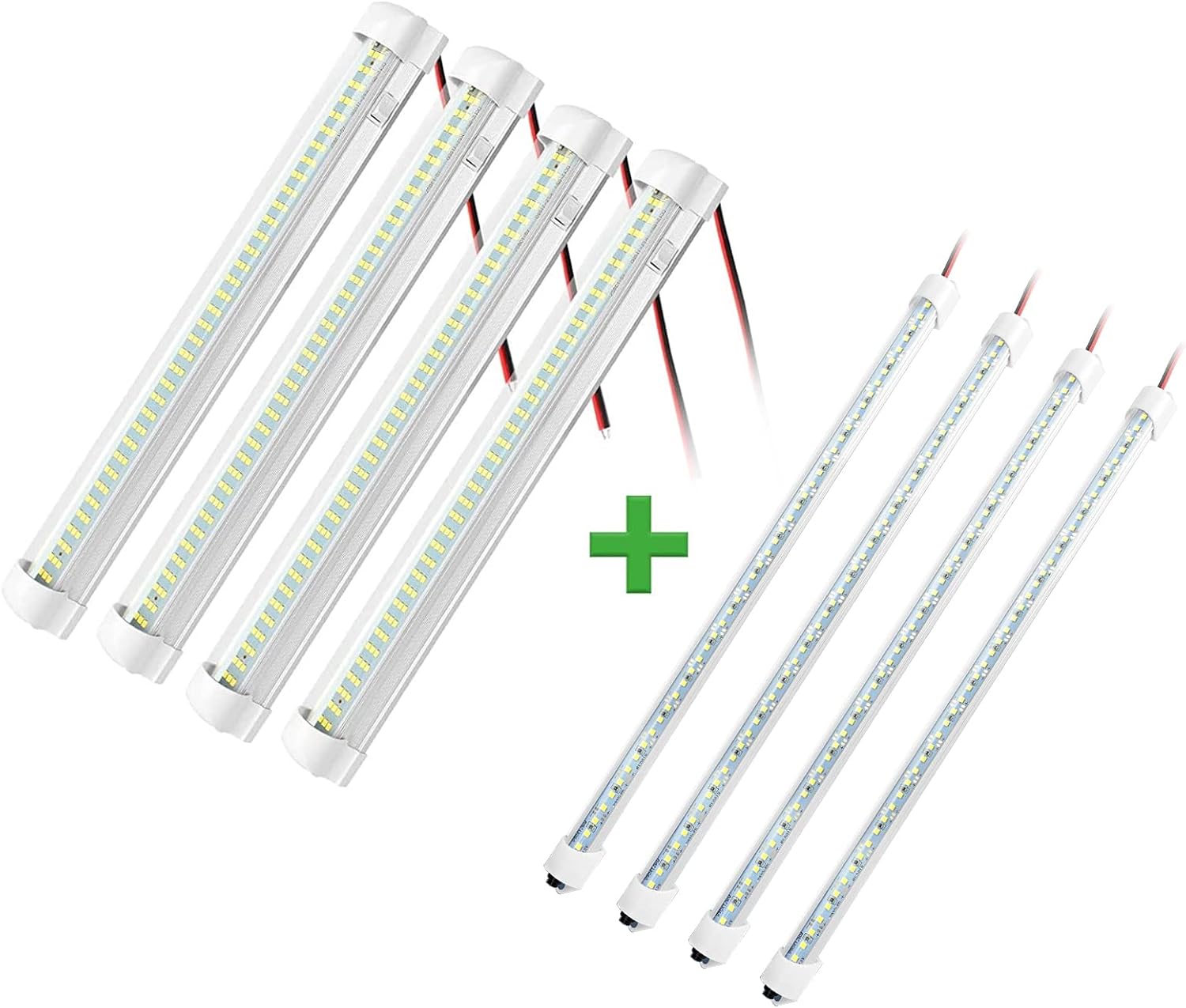 12V 108LED Interior Light Bar + 48LEDs Strip Lights DC 12V LED Light Strip with Switch for Car Truck Bed Van RV Cargo Boat Cabinet Enclosed Trailer Lights Fixture