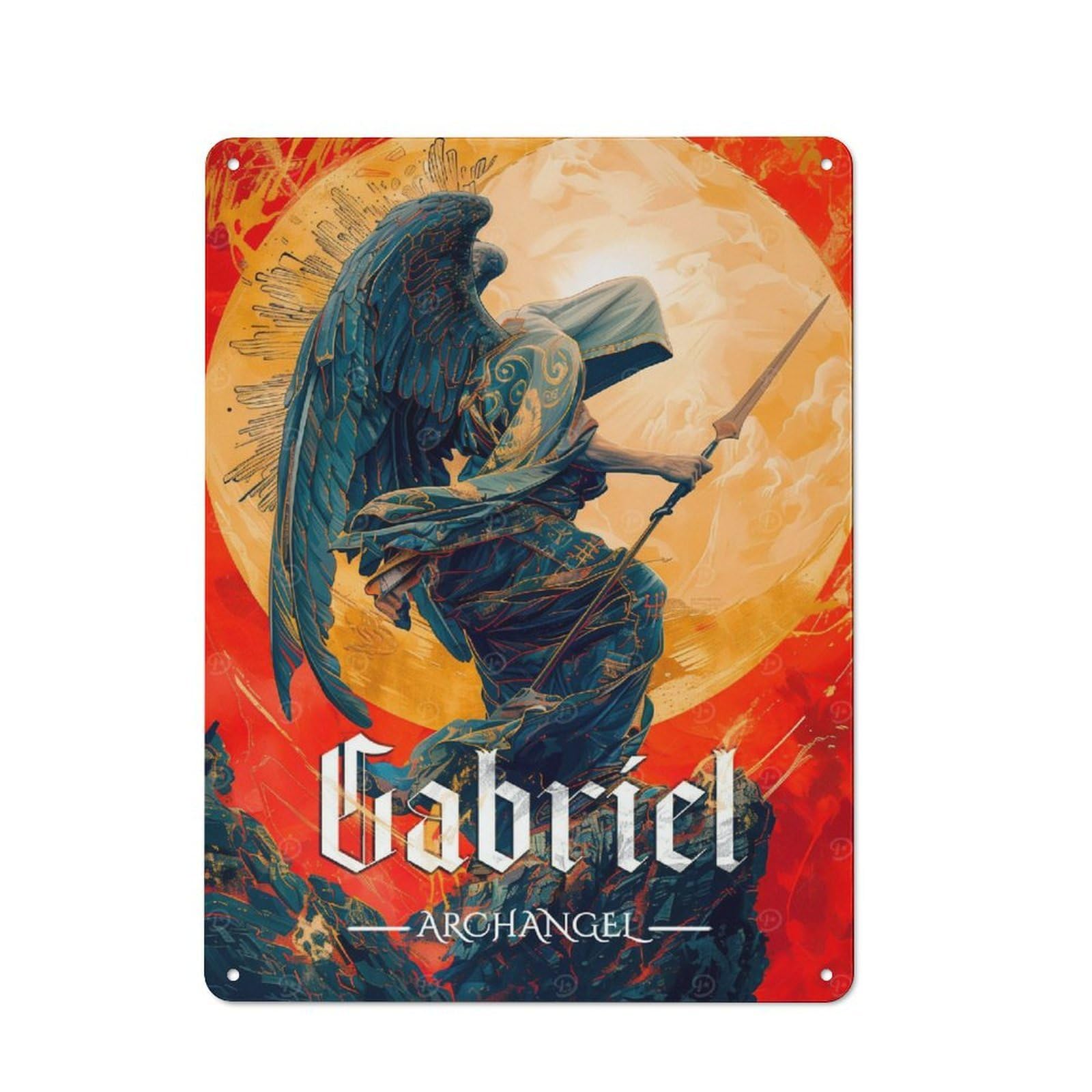 Junmoney Gabriel Archangel Art Metal Sign 40X30cm With For Pub Or Café, Retro Decor, For Cooler-Month Interiors With Retro Character