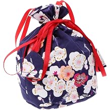 1pc Japanese Style Tote Bag Womens Wallet Gift Floral Embroidered Purse Kimono Drawstring Silk Cotton Miss Portable