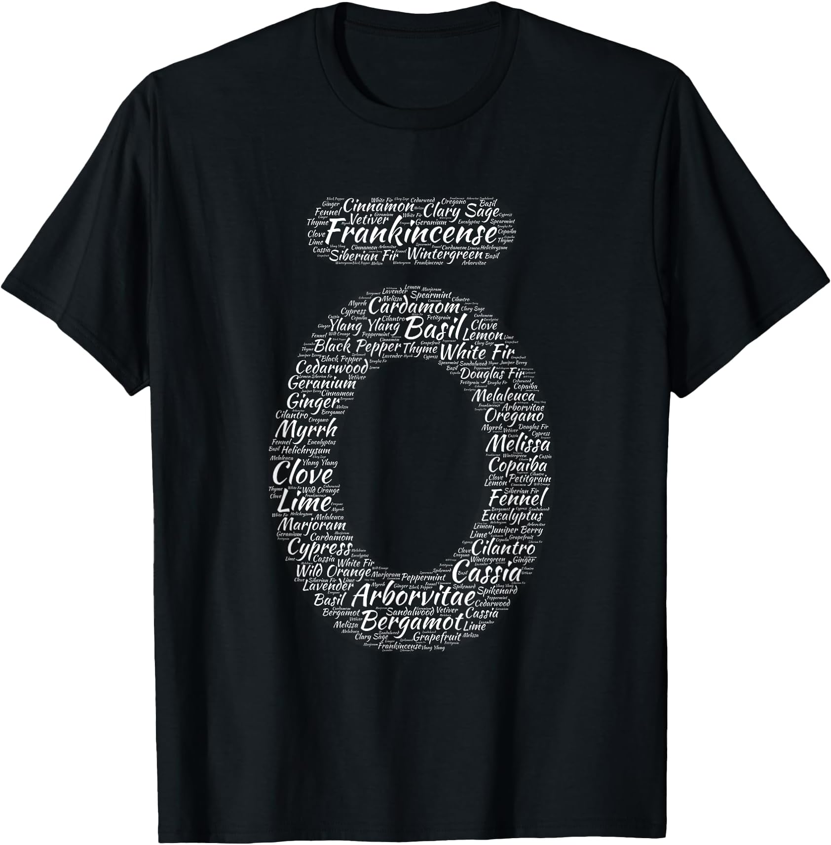 Oil Style StoreLarge O Essential Oil T-shirt White Words T-ShirtOEKO-TEX STANDARD 100