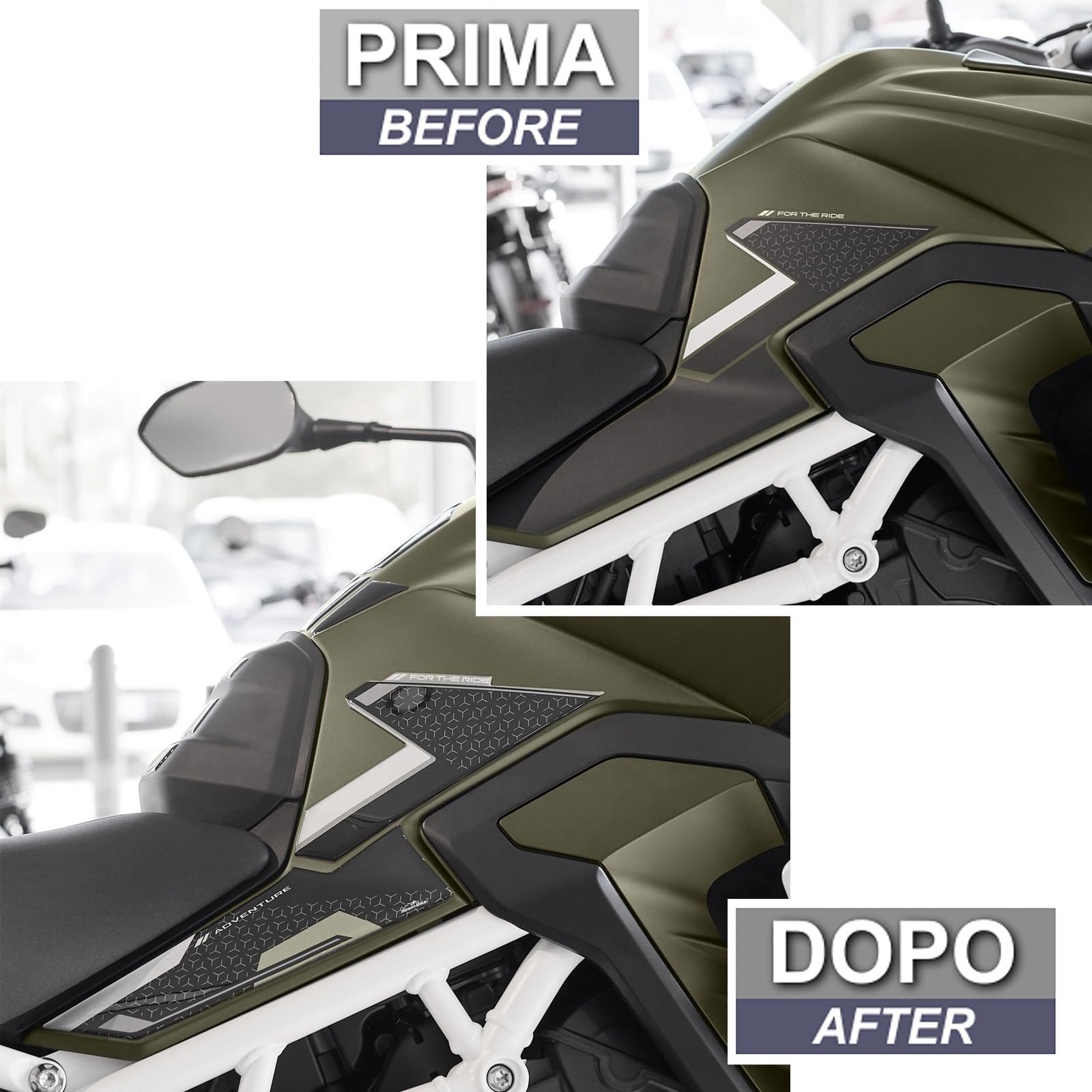 Resin Bike Adhesivos de Moto Compatibles con Triumph Tiger 900 Rally Pro 2024. Protección Latérales del Tanque de Choques y Arañazos de Moto. Par de Pegatinas 3D Resinadas Made in Italy