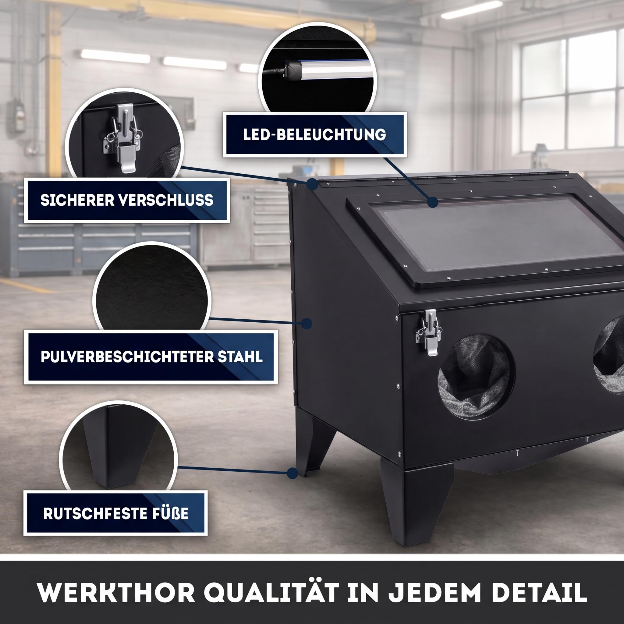 WERKTHOR Cabina sabbiatura 150 litri per legno e metallo
