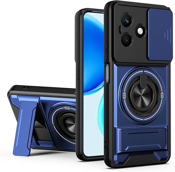 Compatible con Honor X8D funda protectora con tapa para cámara deslizante y soporte color azul