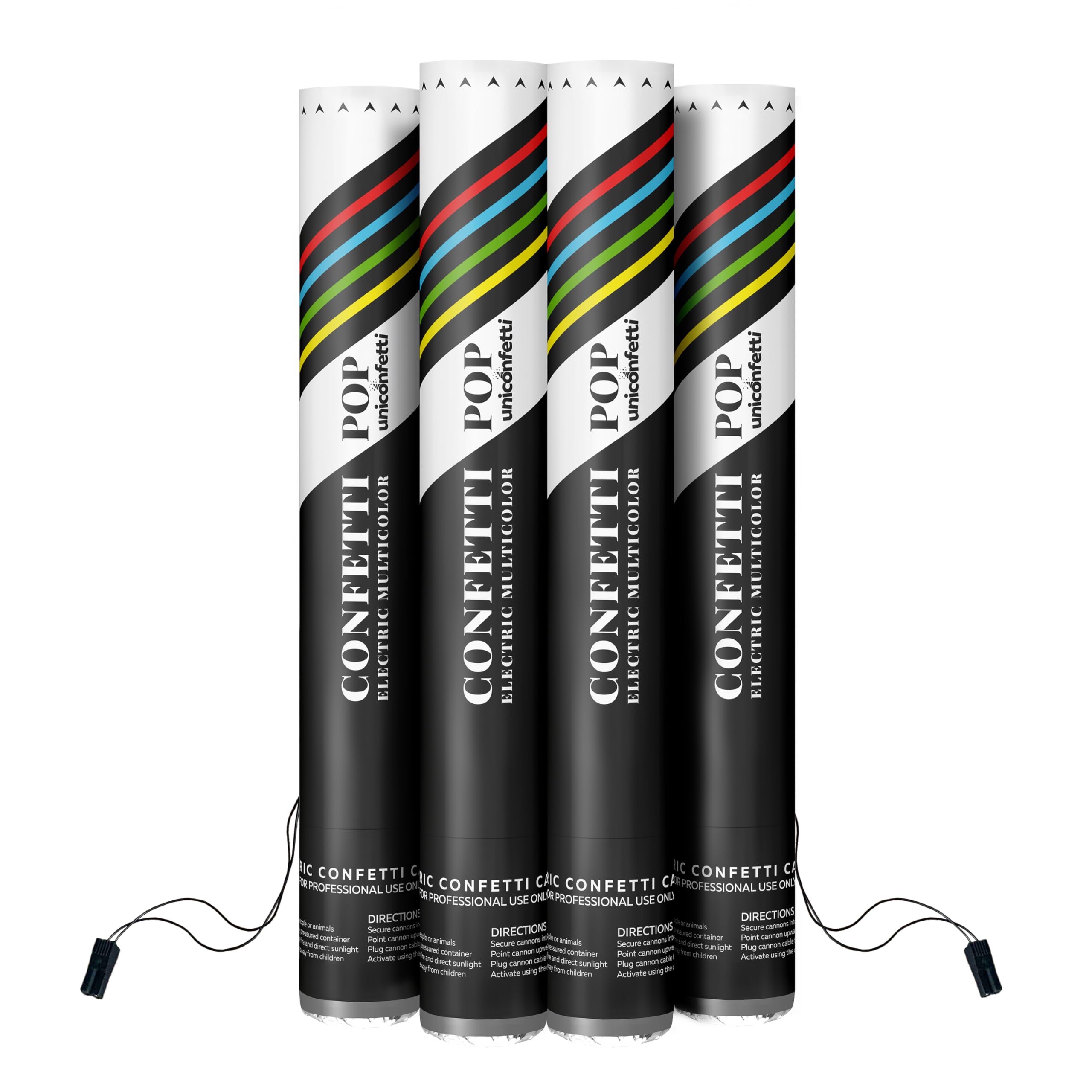 Cartuchos eléctricos de cañón de confeti, 4 piezas, 40.6 cm, multicolor, para bodas, fiestas, eventos, requiere máquina de confeti de 2 disparos/4 disparos para activarlo