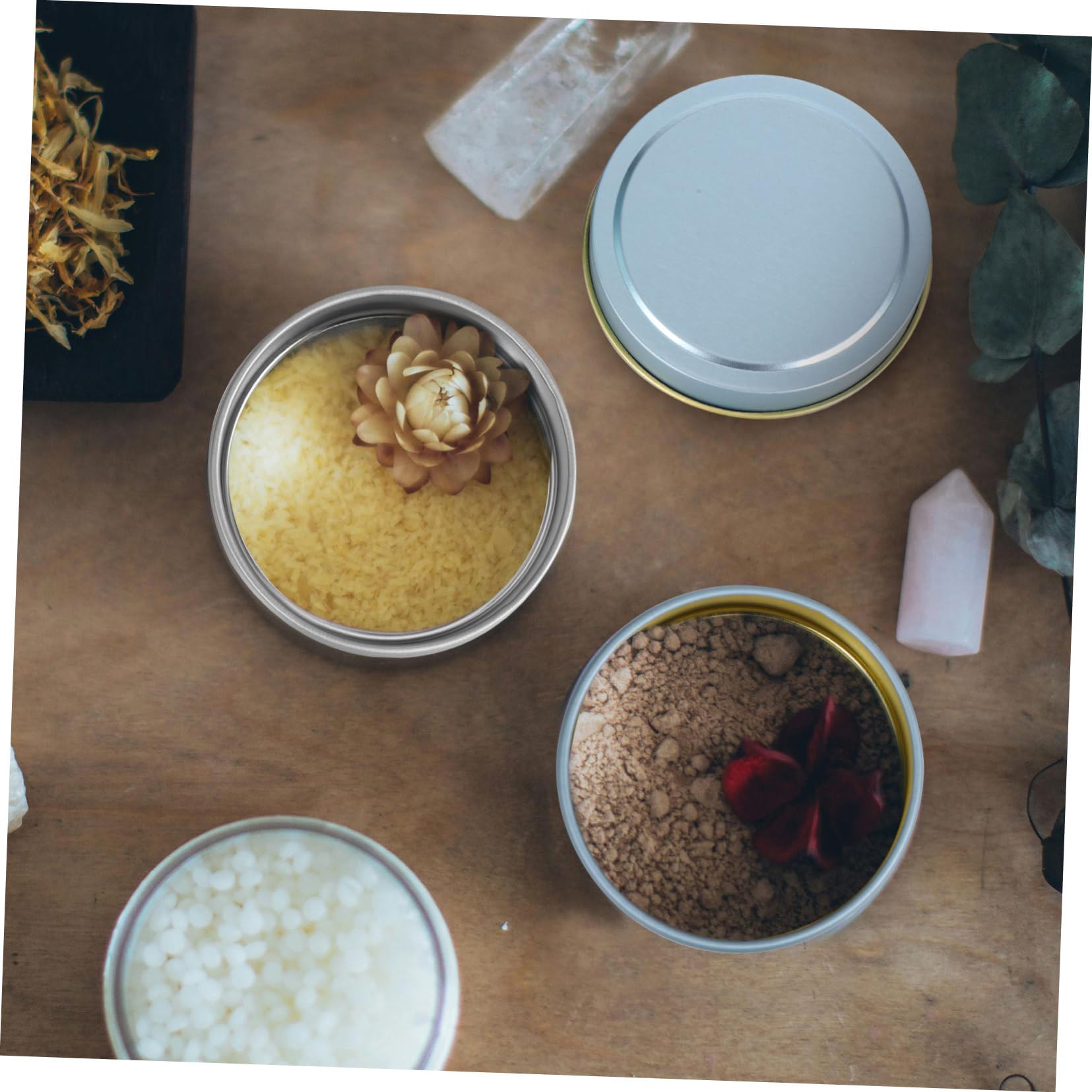 HOMSFOU 24pezzi Barattoli per Candele Vuoti in Barattoli per Candele Fai da Te Contenitori per con Coperchi Adatti per Aromaterapia e Conservazione Piccoli Oggetti