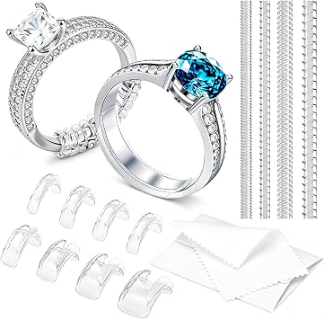 Ring Sizers for Loose Rings - 12 Pack Invisible Guards Adjuster for Men and Women, Spacers & Tighteners,12 Sizes 2 Styles Insert and Spiral Almost Fit Any Rings Resizer, Thick Reduces by 0.5-1.5mm