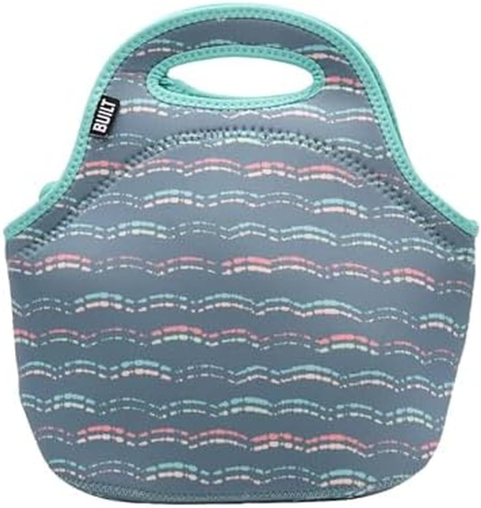 Built Gourmet Getaway Neoprene Lunch Bag - Insulated, Reusable, & Machine-Washable Lunch Tote for Hot and Cold Food Storage, Lightweight & Reusable - One Size (Scallop Stripe)