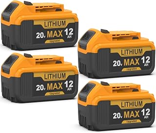4 Pack 12Ah Replacement Compatible for 20V Max Battery | High Capacity Batteries Compatible with DCB201 DCB203 DCB204 DCB205 DCB205c DCB205-2 DCB206 Pilas | Cordless Power Tools 20 Volt Baterías