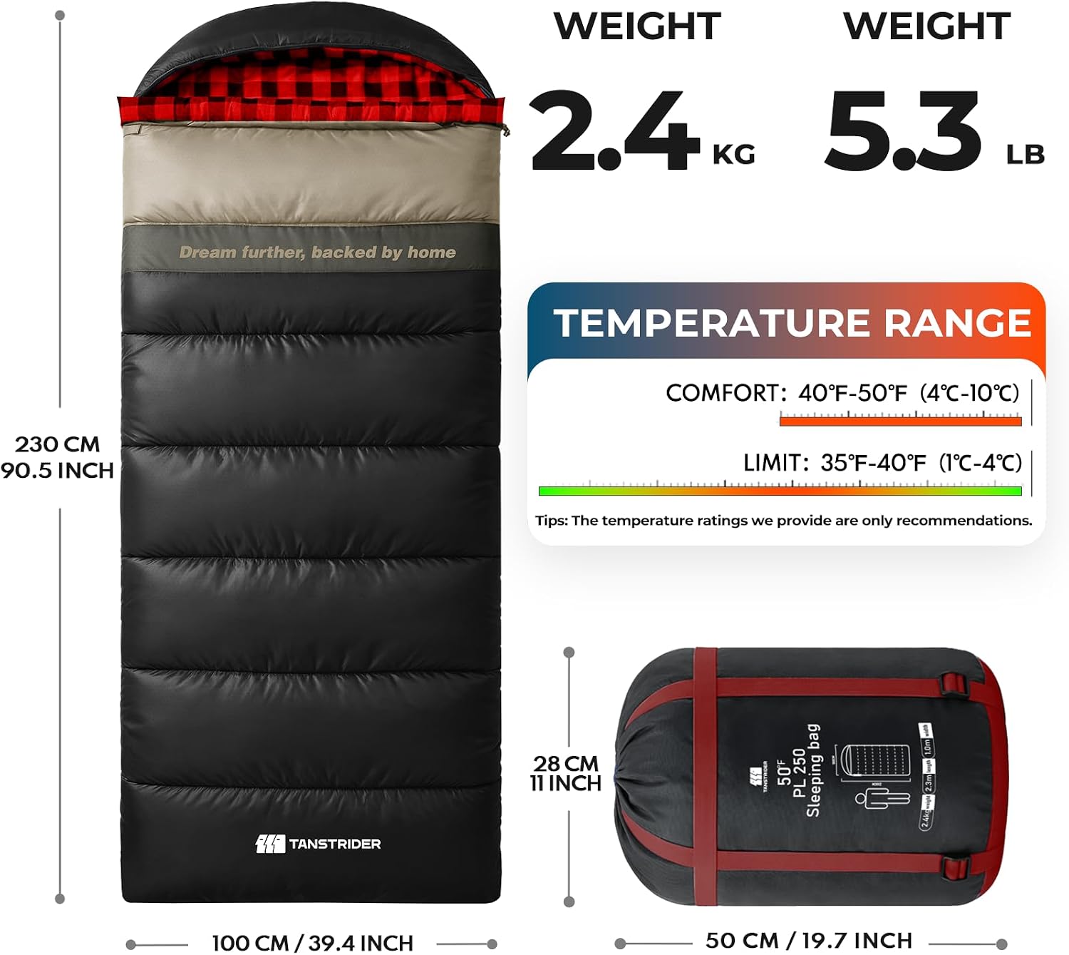 Cotton Flannel XXL Sleeping Bags for Adults Big and Tall,90x39 Inch 4 Season Cold Weather Sleep Sack,Waterproof Machine Washable Backpacking Camping Gear with Foot Ventilation,5.3lb,40-50℉