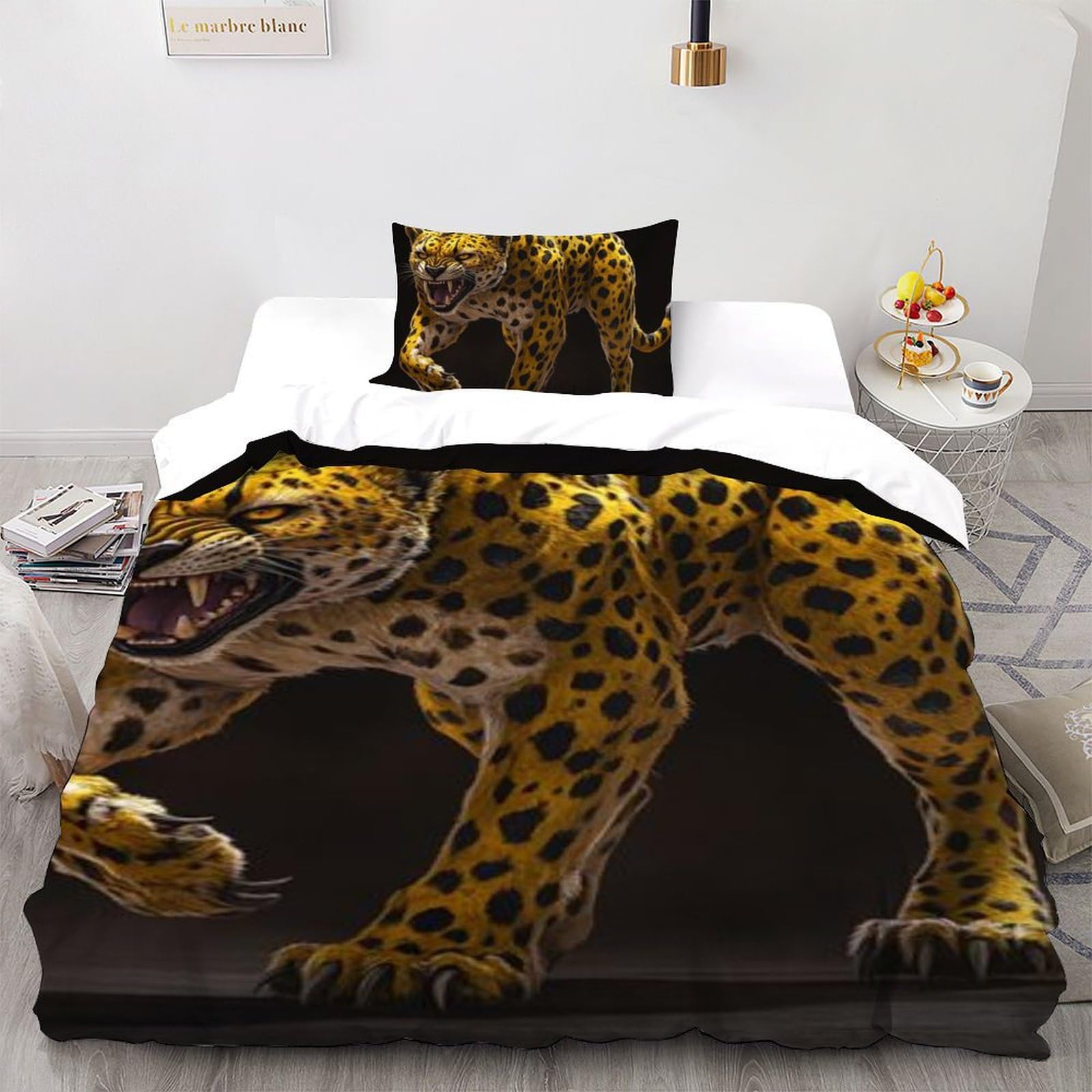 Parure lit guépard avec zip housse de couette imprimé 3D animaux
