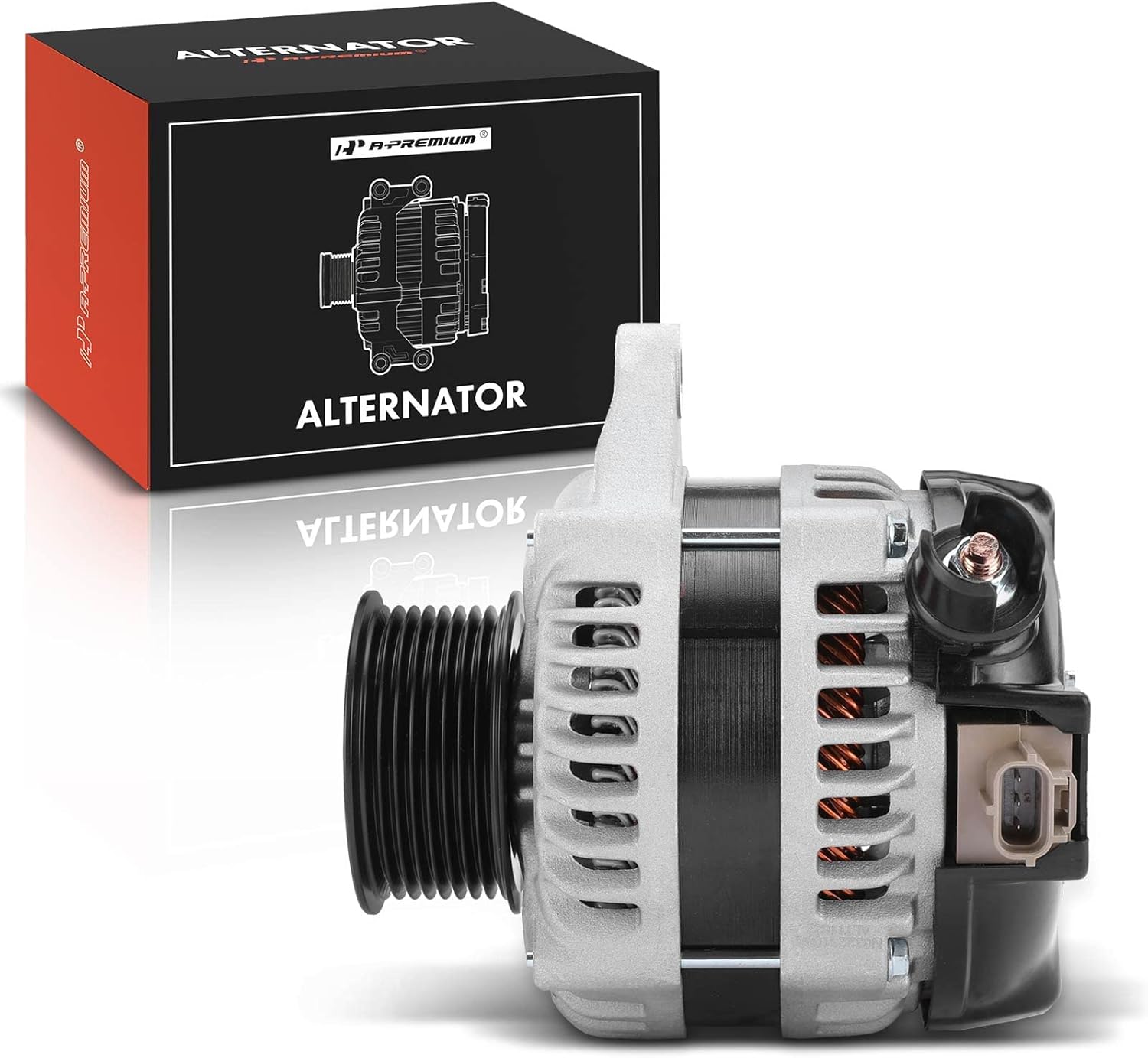 A-Premium Alternator Compatible with F-250 Super Duty F-350 Super Duty F-450 Super Duty F-550 Super Duty, 2011-2022, 6.7L 6.8L, 12V 150A/157A 8-Groove Pulley Clockwise