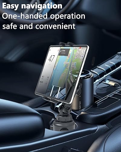 Vista 6 de Charchendo Adjustable Extendable Cup Holder Tablet Stand - 4-12.9 inch Tablet & Phone Mount, Non-Slip Secure Clamp, for Car/Truck, Fits iPad