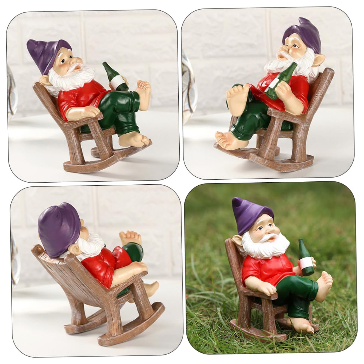 Toddmomy 2 Stück Gartenfigur mit Schaukelstuhl Lustige Dekoration für Außenbereich Harzkunst für Gartenliebhaber Deko für Garten und Terrasse