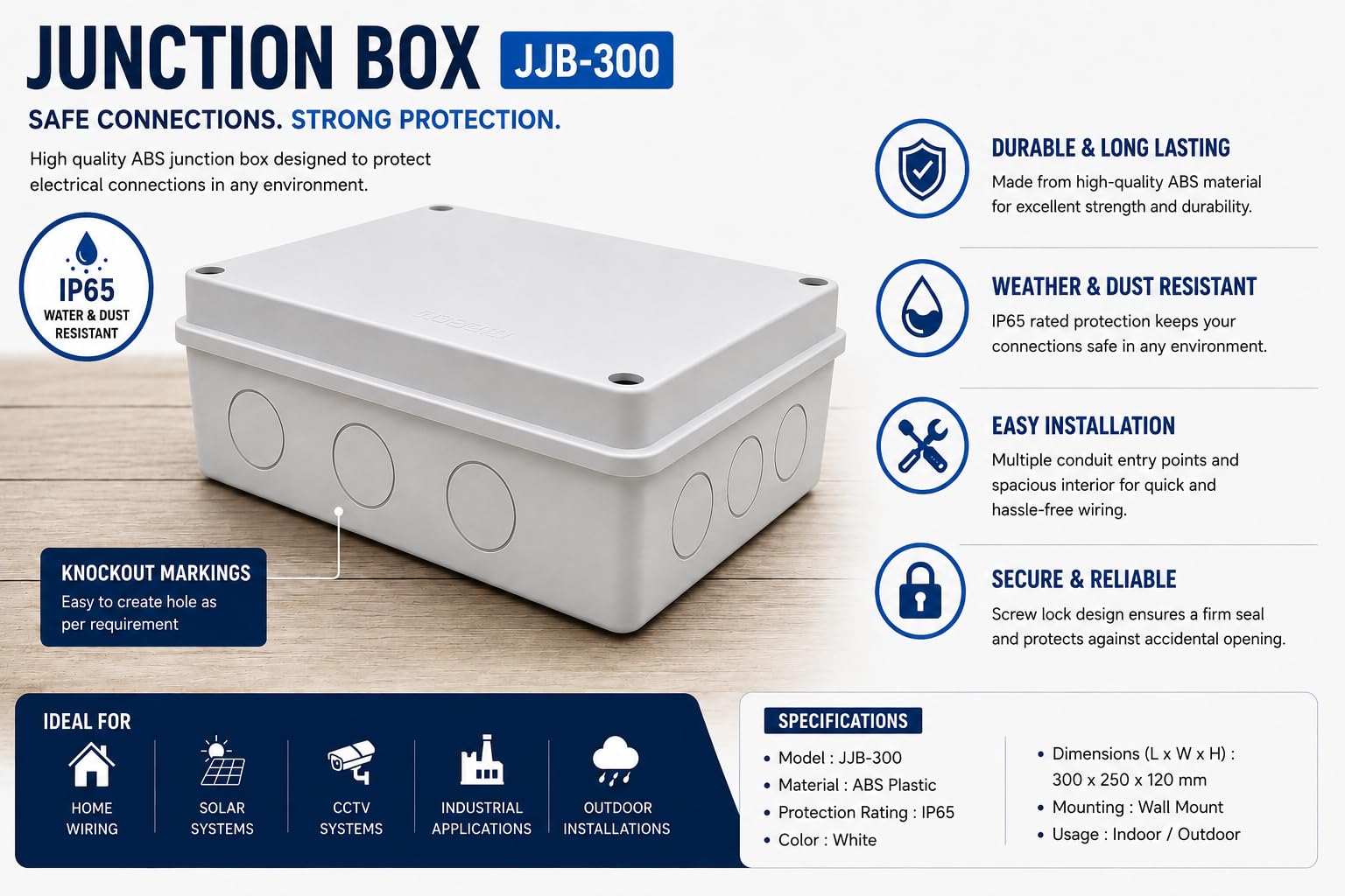 ABS Large Junction Box (JJB-300) | IP65 Waterproof | 300x250x120 mm — Amazon image 2