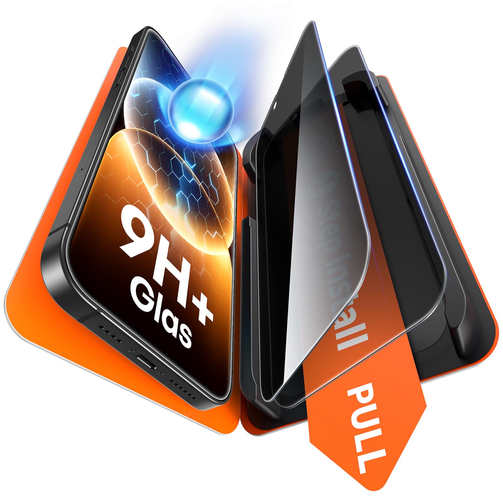 TAURI 2 Pack for iPhone 14 Privacy Screen Protector, 1-Step Install