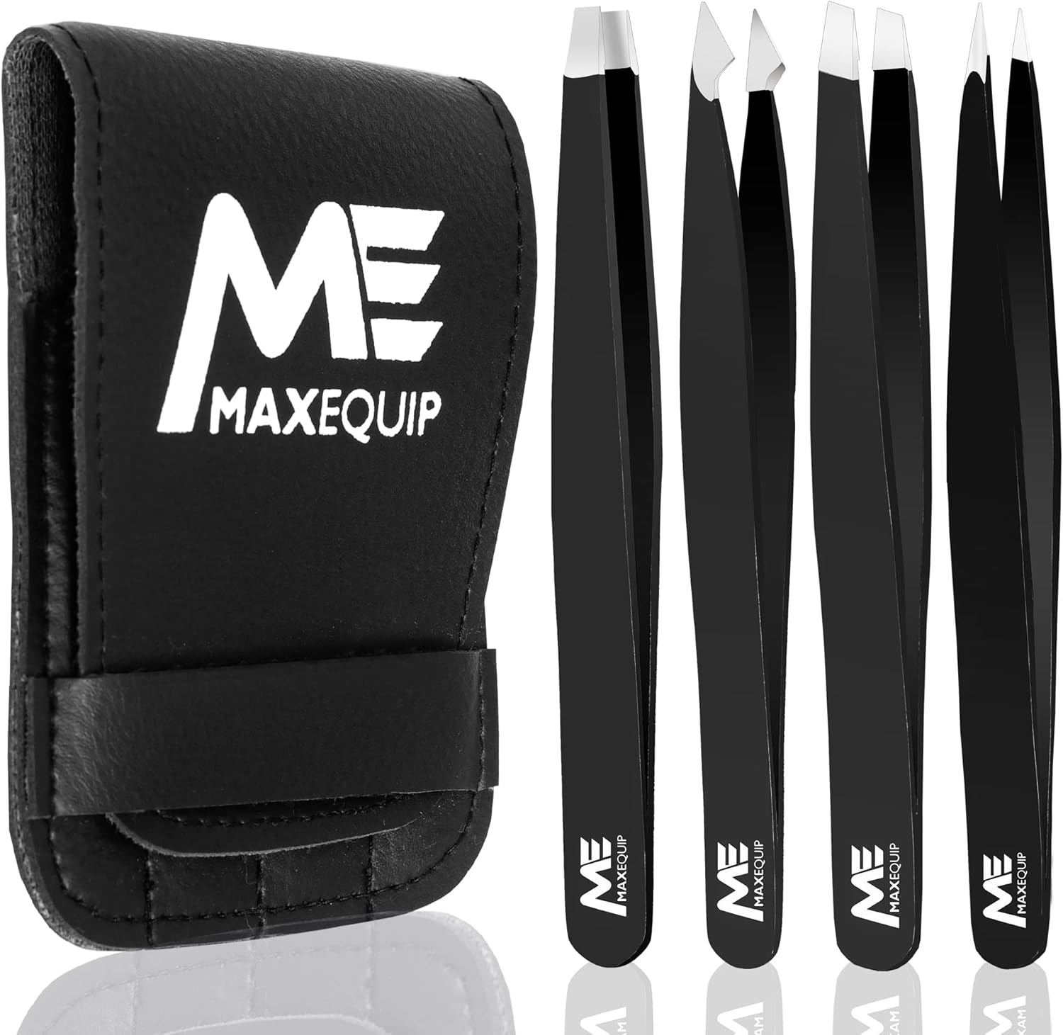 ME MAXEQUIP 4Pcs Tweezers for Facial Women and Men Professional