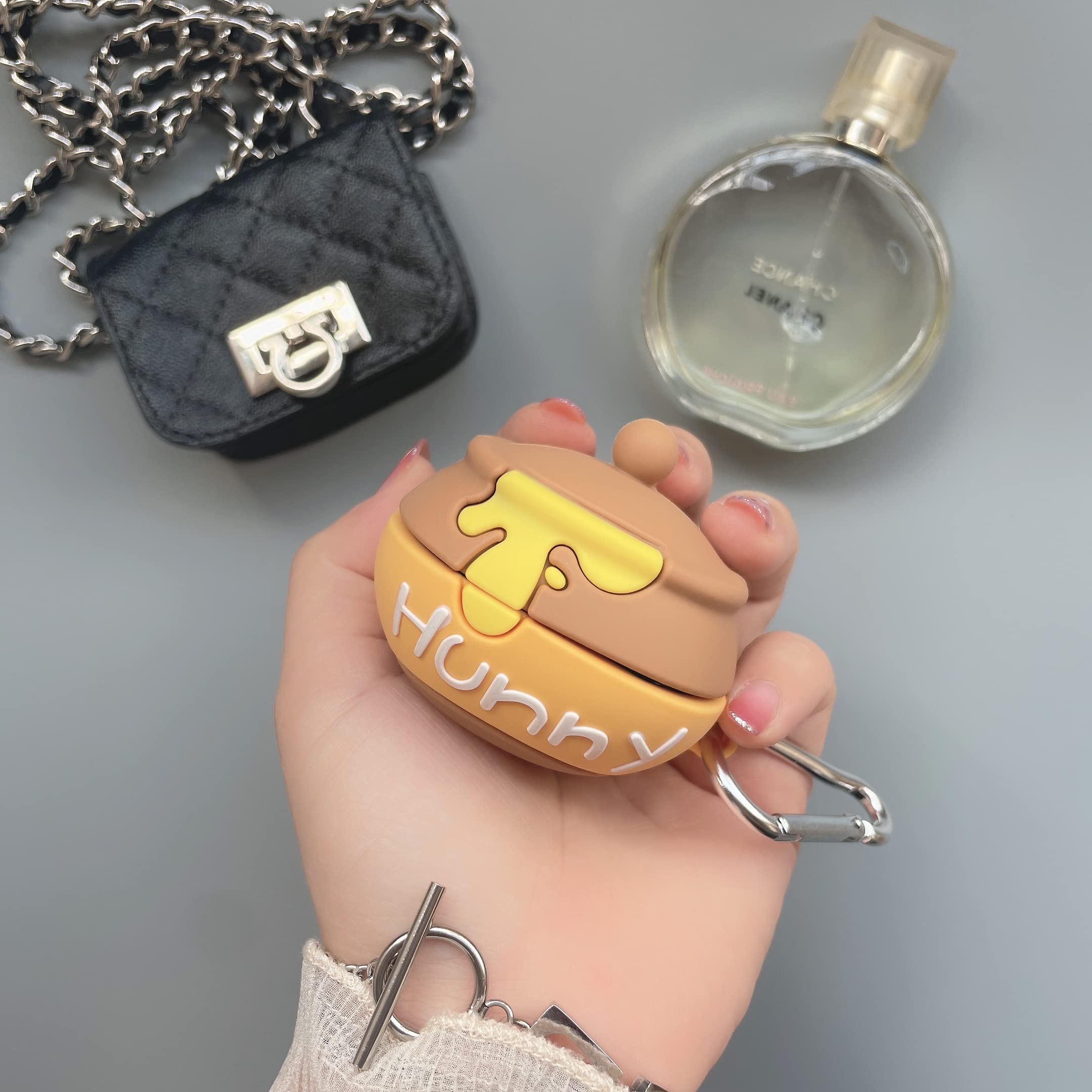 Silikon-Ohrhörer-Hülle mit Schlüsselanhänger, entworfen für Samsung Galaxy Buds2 Pro (2022), Galaxy Buds 2 (2021), Galaxy Buds Pro (2021), Galaxy Buds Live (2020) (Hunny) - 3