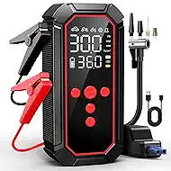 Portable Jump Starter with Air Compressor - 4000A Winter Car Battery Booster for SUVs & Trucks, Road Trip Essential with Tire Inflator & Power Bank for Interstate Travel