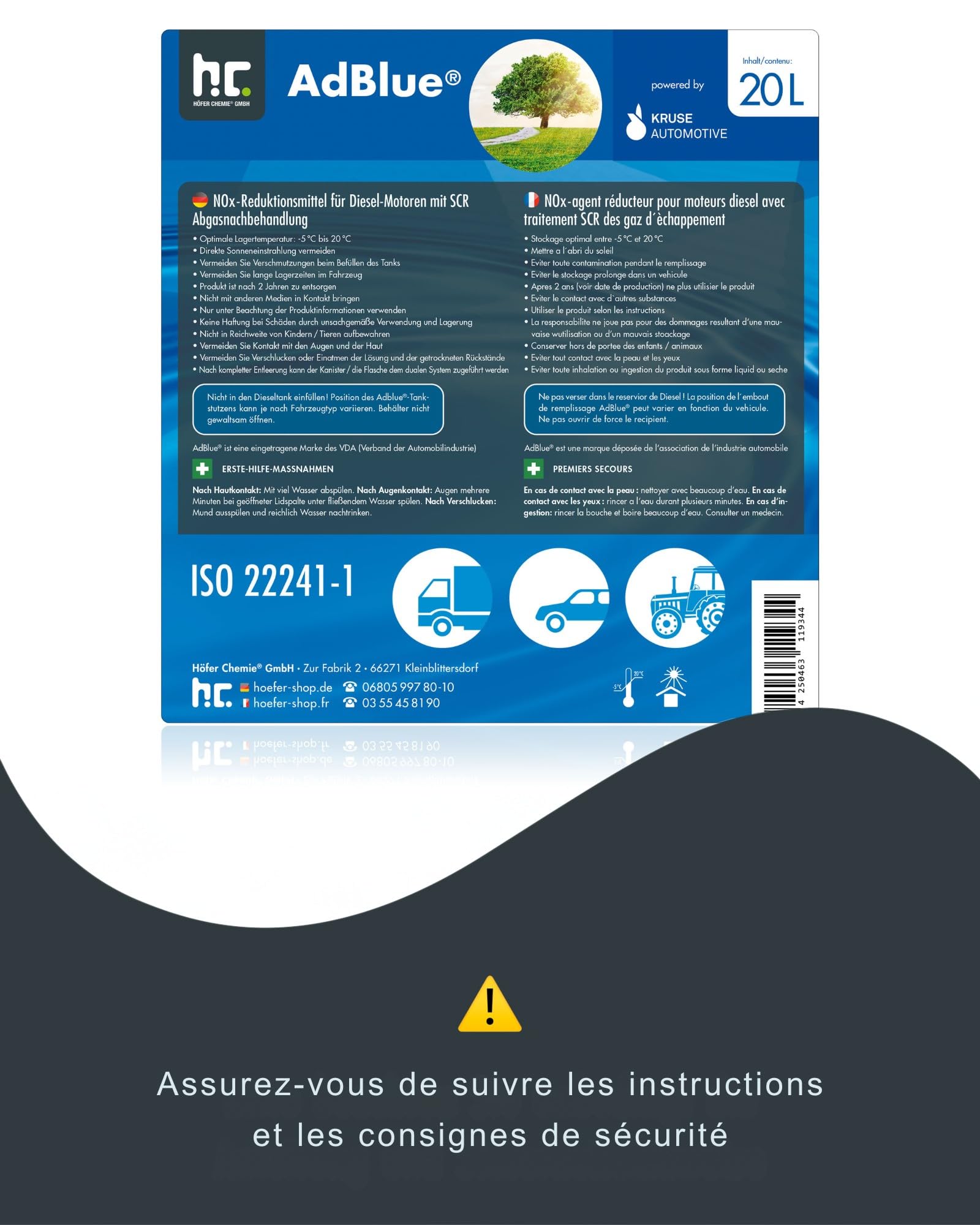 2 x 20L AdBlue® - en bidon de 20 L - ISO 22241-1