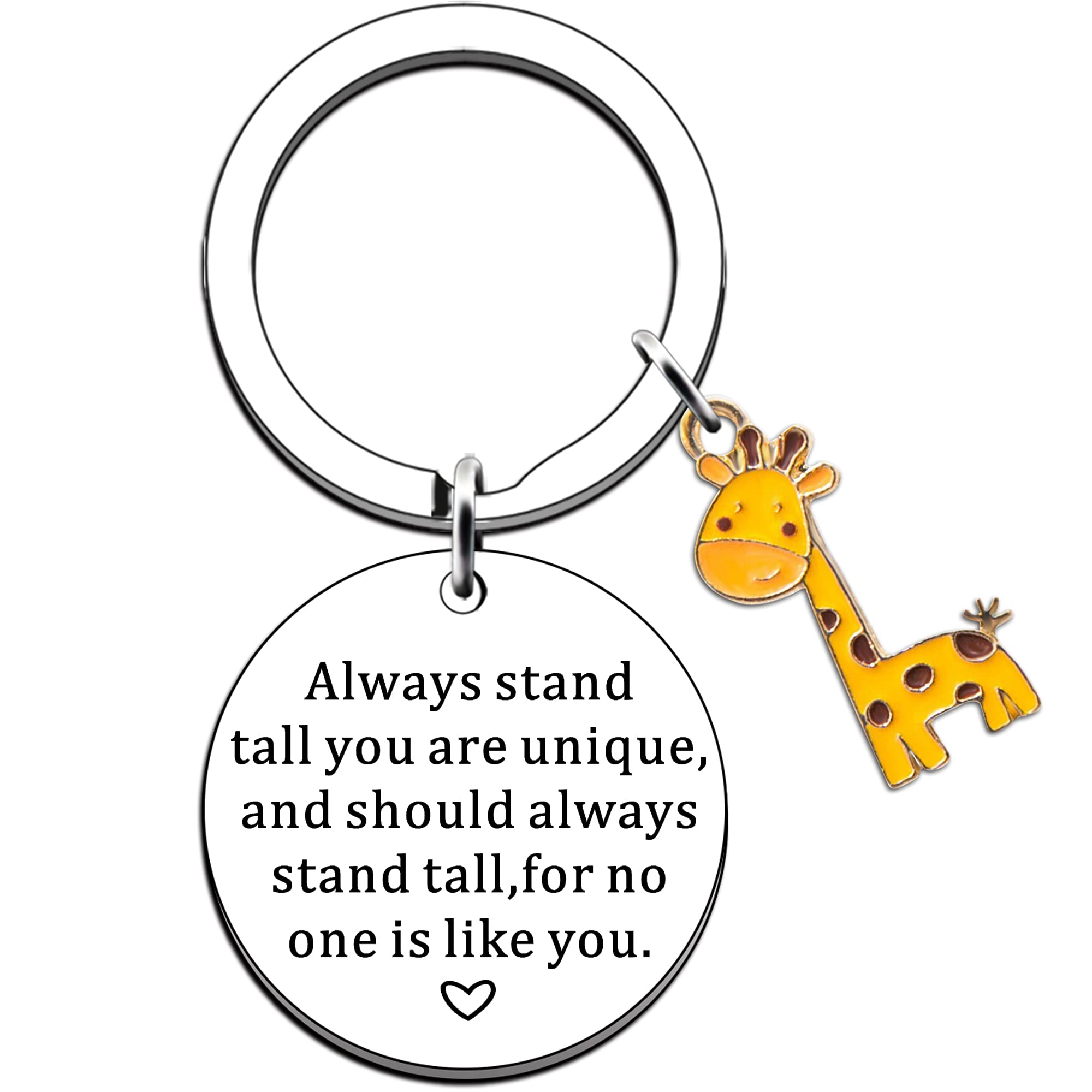 JMIMO Giraffe Gifts Inspirational Keyring Encouragement Gift Giraffe Lover Gift Giraffe Gifts for Women Men Girls Friend Family Always Stand Tall You are Unique Keyring