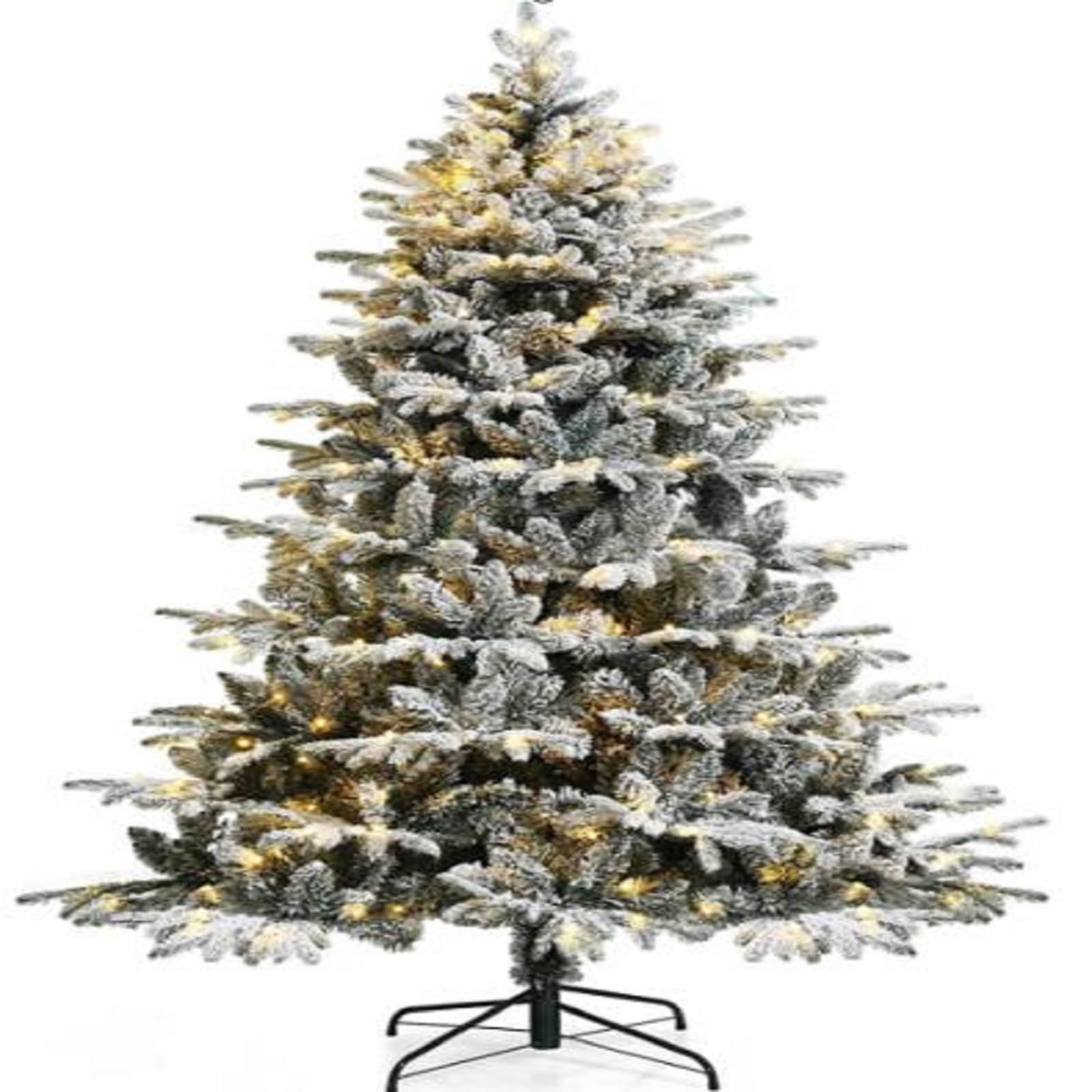 LIFEZEAL Sapin de Noël Artificiel Enneigé 180 cm | Arbre de Noël avec 260 lumières LED, 1415 branches épaisses et base métallique croisée