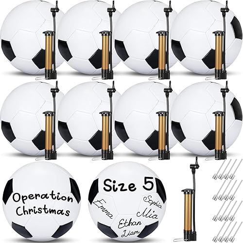 Jenaai Balón de fútbol a granel con operación de aguja de bomba, Navidad en blanco, autógrafo, pelota de fútbol cristiana, donación de caridad,
