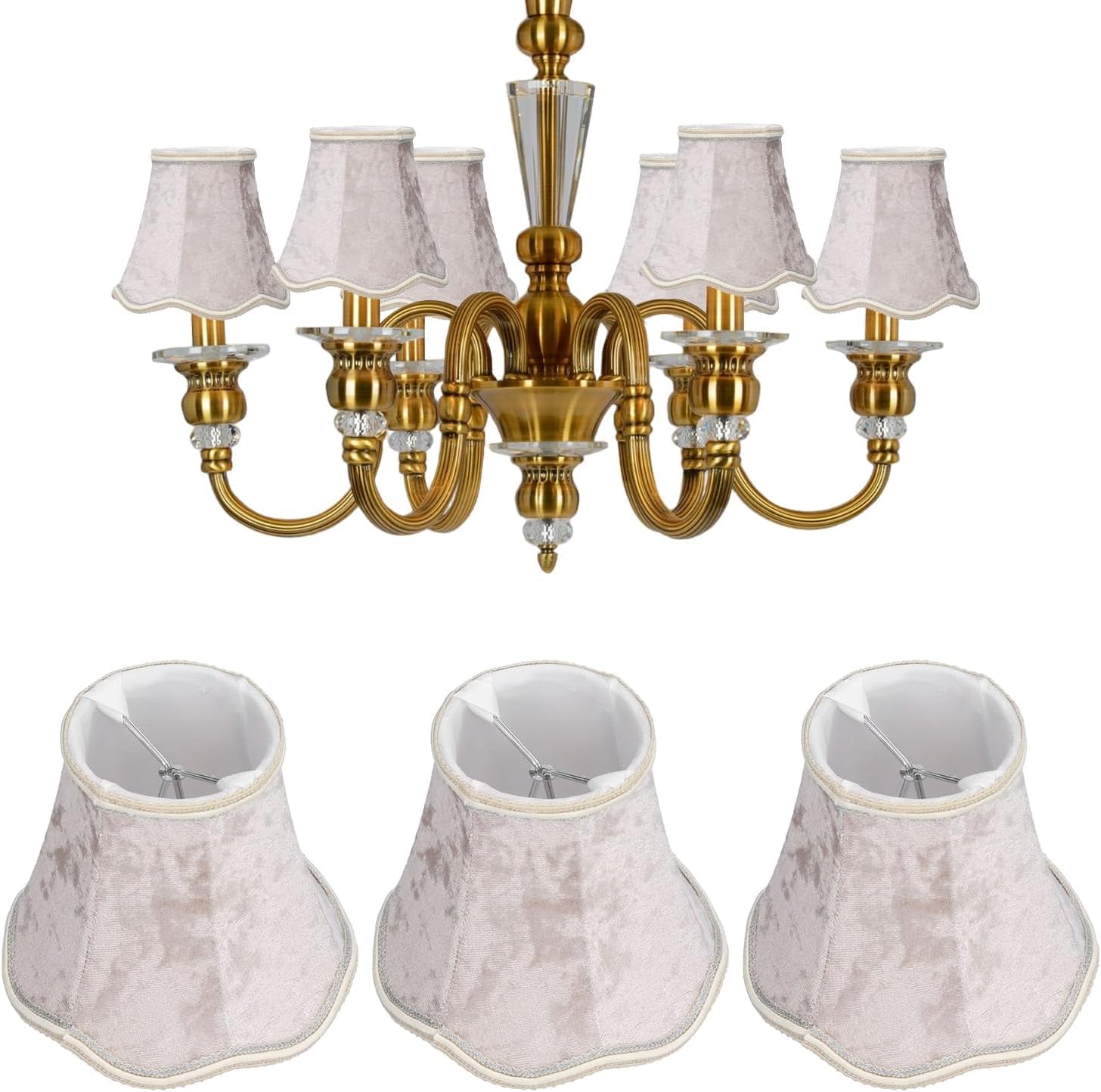 3 Pcs Chandelier Lamp Shades, 13x12x8cm Modern E14 Clip On Fabric Lampshade Cover Small Droplight Wall Lamp Shade for Wall Ceiling Table