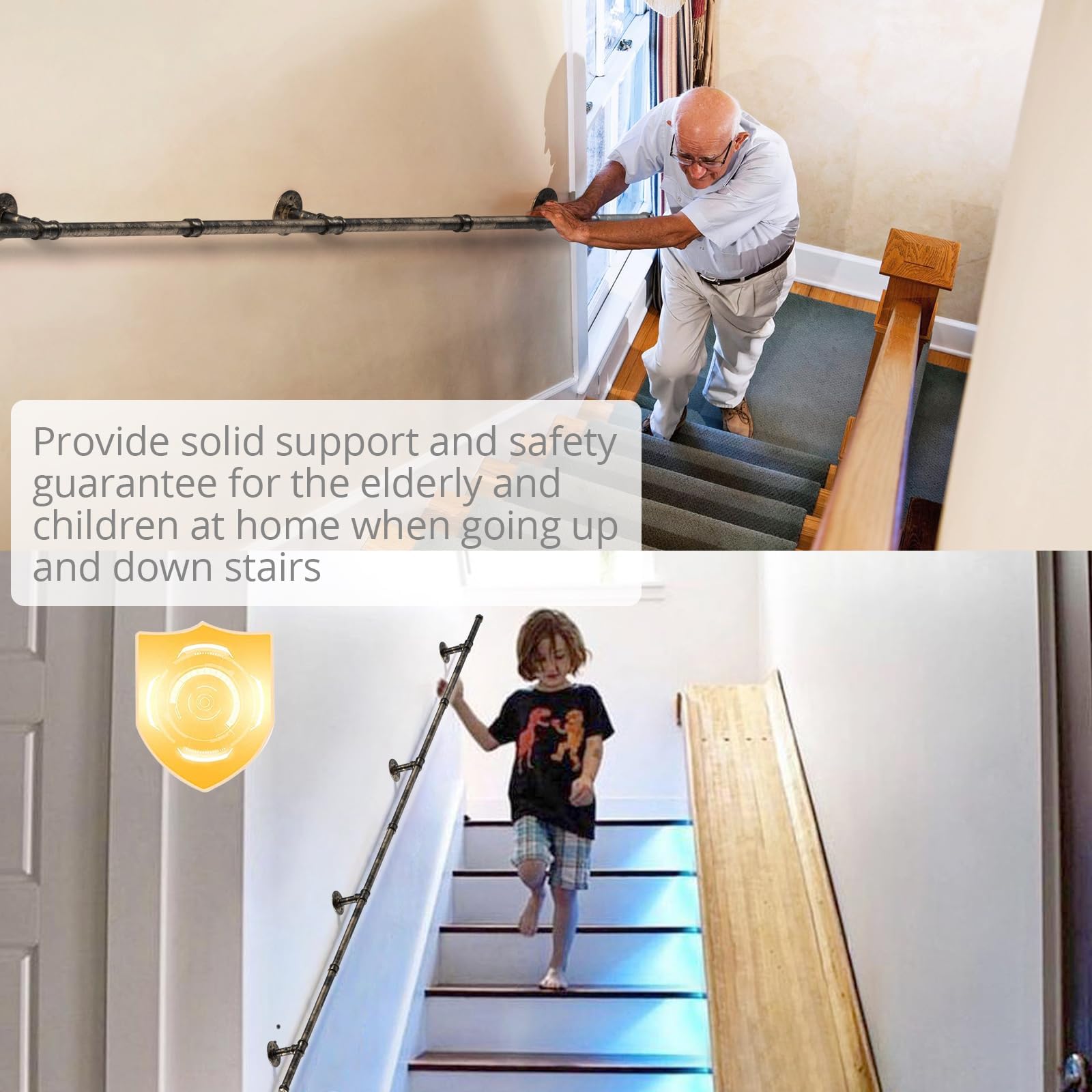 Tanice Stair Handrail, Hand Rails Stairs, Handrails for Stairs Anti-Slip Banister Rails, Industrial Pipe Clothes Rail - Image 4