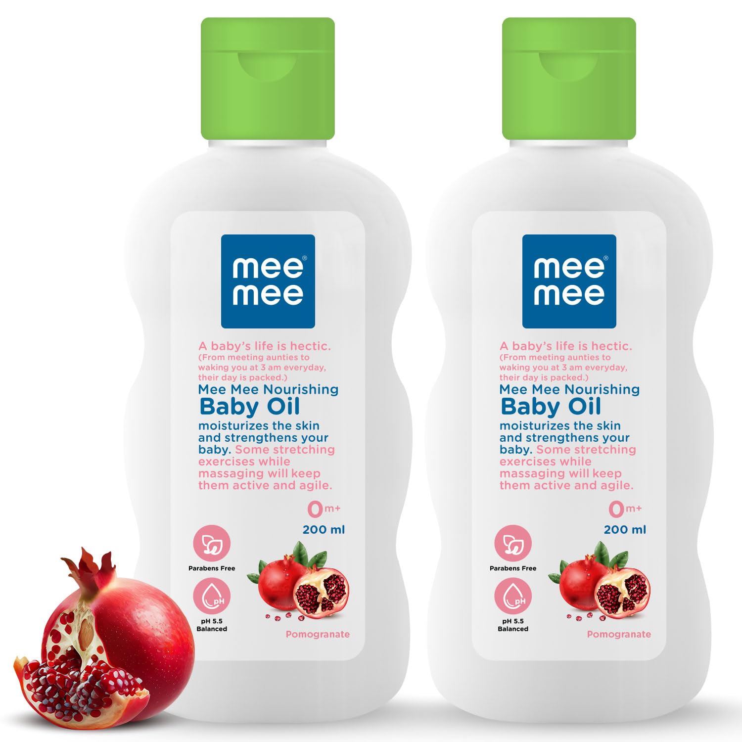 Mee Mee Mild Baby Oil - Enriched with Fruit Extracts, Gentle Formula, Clinically Proven Safety, Pure & Tender Care (200ml, 2-Pack)