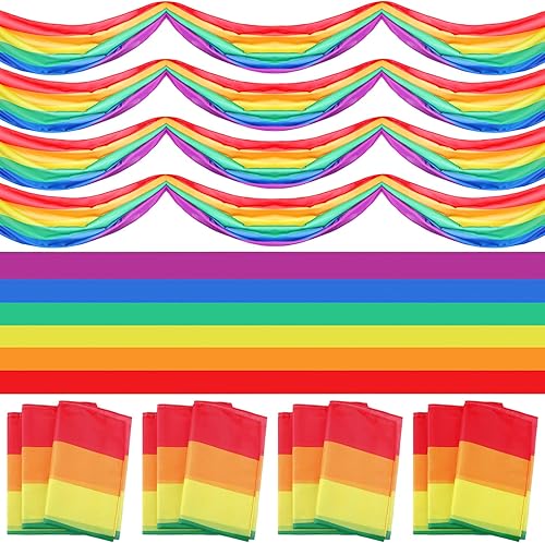 Tudomro 4 pancartas grandes de 24 x 29.9 pies con diseño de arco iris con diseño de orgullo gay, diseño de rayas plisadas de arcoíris para