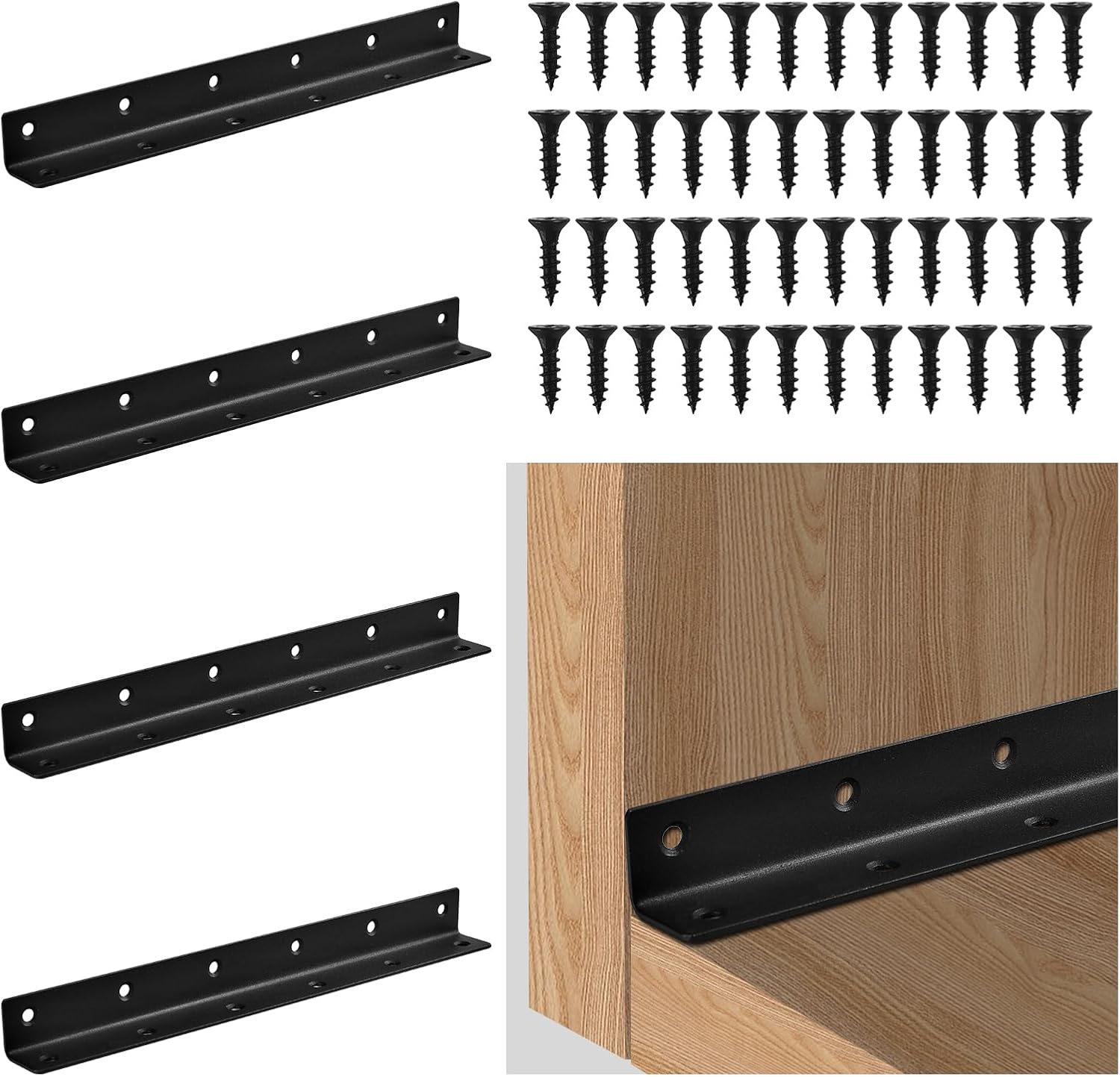 4PCS Angle Brackets, L Corner Brackets Stainless Steel, Wood Metal Joining Fixing Repairing Jointing Furniture Shelves Cabinets for Home Barn Shed Garage Gardens Reinforcement with Screws 27x27x275mm 4PCS Angle Brackets, L Corner Brackets Stainless Steel, Wood Metal Joining Fixing Repairing Jointing Furniture Shelves Cabinets for Home Barn Shed Garage Gardens Reinforcement with Screws 27x27x275mm