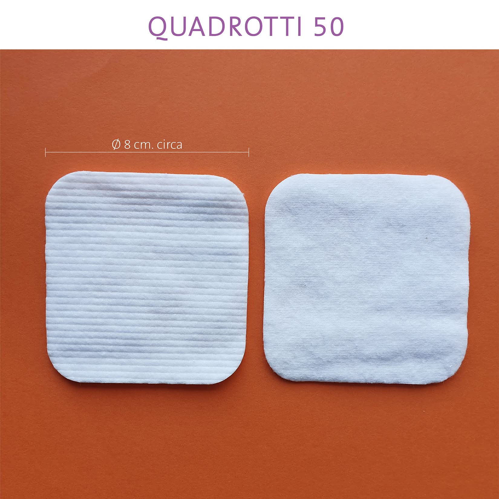 Cotton Plus QUADROTTI 50 pz. - LINEA BEAUTY | QUADROTTI 100% PURO COTONE | Dischetti struccanti per la pulizia del viso soffici e resistenti.