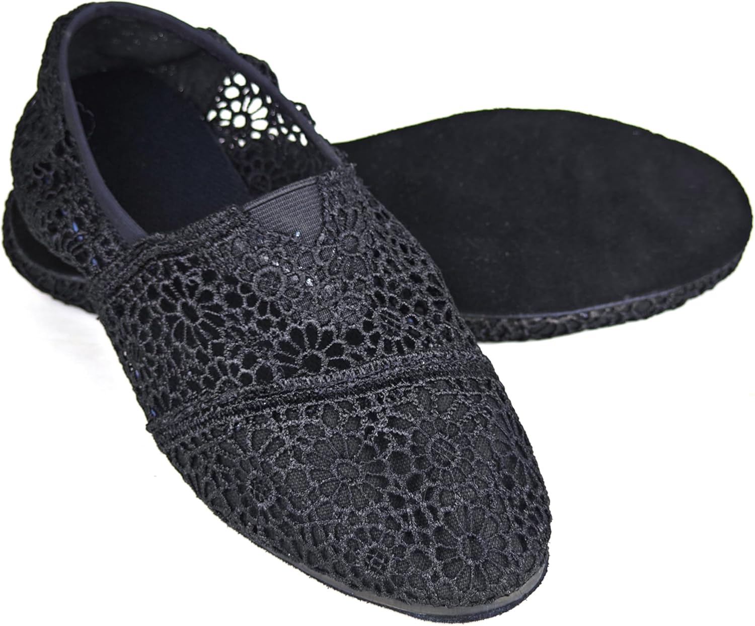 Women’s Lace Dance Shoes – Lightweight Breathable Indoor Practice Flats with Soft Sole, Elegant Floral Mesh Design for Line Dance & Ballroom