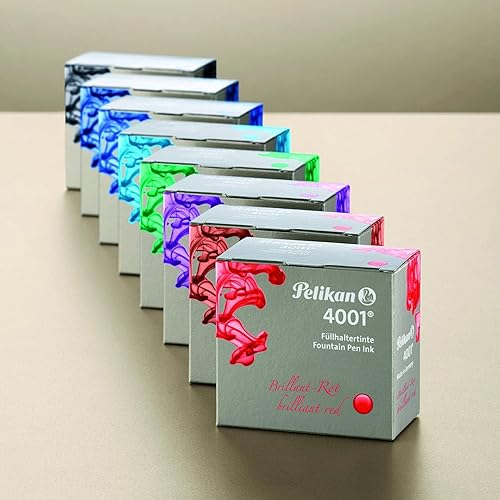 Miniatura 3 de Pelikan Tinta embotellada para lapiceras estilográficas, 41 unidades, color rojo vibrante, 3 ml, 1 cada uno (3136), Turquoise