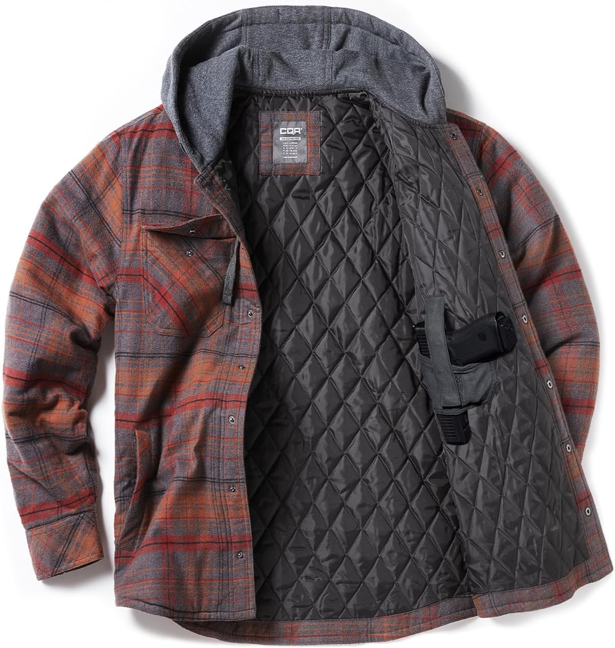 CQR Men’s Quilted Lined Flannel Hooded Shirt Jacket, Soft Warm Long Sleeve Outdoor Cotton Plaid Shirt Jackets CQR Men’s Quilted Lined Flannel Hooded Shirt Jacket, Soft Warm Long Sleeve Outdoor Cotton Plaid Shirt Jackets